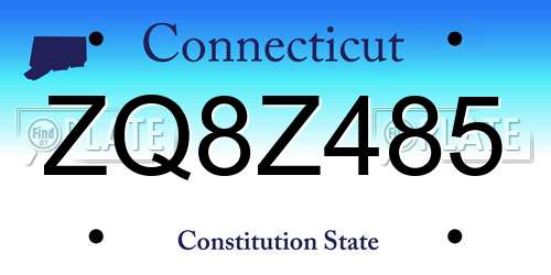 ZQ8Z485 Connecticut License Plate