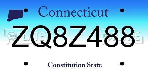 ZQ8Z488 Connecticut License Plate