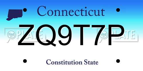 ZQ9T7P Connecticut License Plate