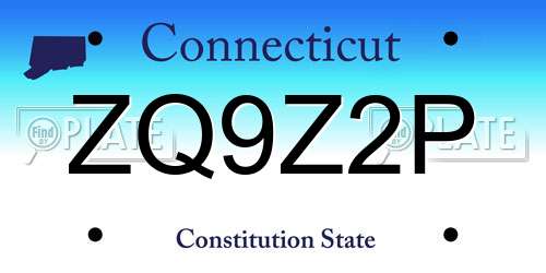 ZQ9Z2P Connecticut License Plate