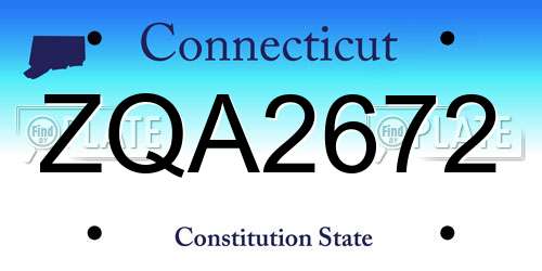 ZQA2672 Connecticut License Plate