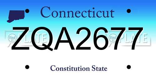 ZQA2677 Connecticut License Plate