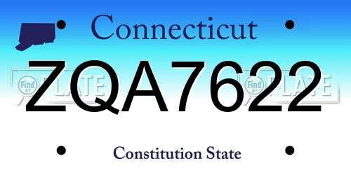 ZQA7622 Connecticut License Plate