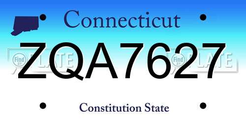 ZQA7627 Connecticut License Plate
