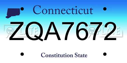 ZQA7672 Connecticut License Plate
