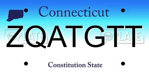 ZQATGTT Connecticut License Plate