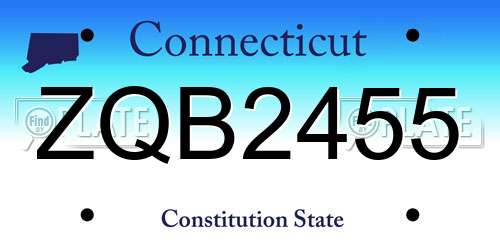 ZQB2455 Connecticut License Plate