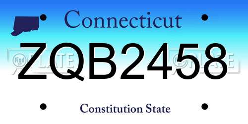 ZQB2458 Connecticut License Plate