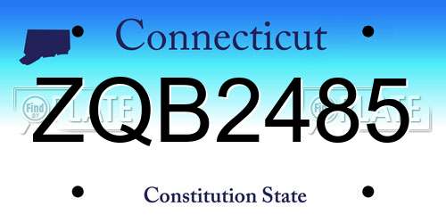 ZQB2485 Connecticut License Plate