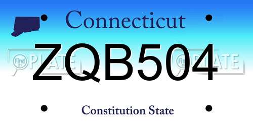 ZQB504 Connecticut License Plate