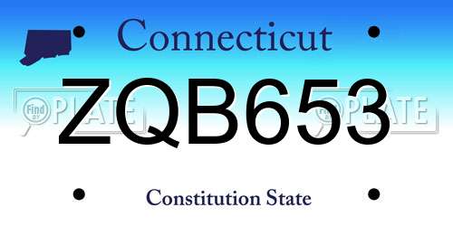 ZQB653 Connecticut License Plate