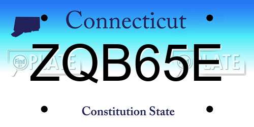 ZQB65E Connecticut License Plate