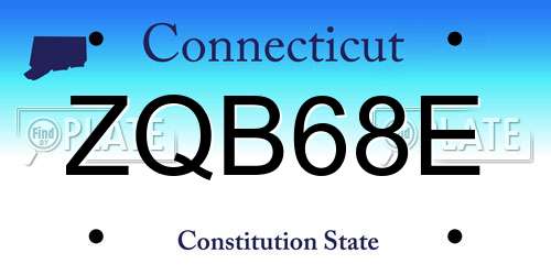 ZQB68E Connecticut License Plate