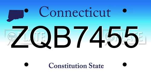 ZQB7455 Connecticut License Plate