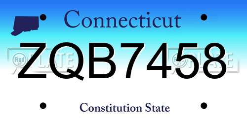 ZQB7458 Connecticut License Plate