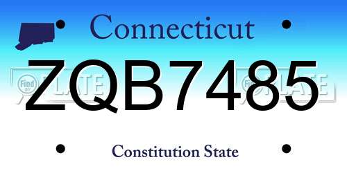 ZQB7485 Connecticut License Plate