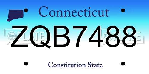 ZQB7488 Connecticut License Plate