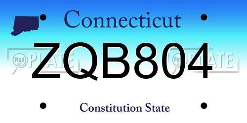 ZQB804 Connecticut License Plate