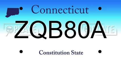 ZQB80A Connecticut License Plate