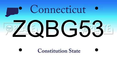 ZQBG53 Connecticut License Plate