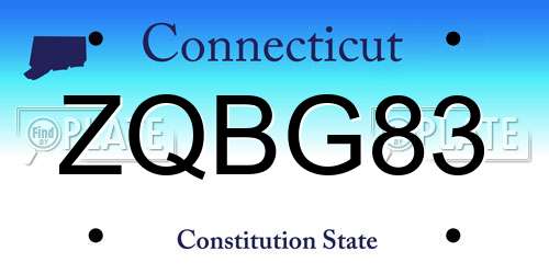 ZQBG83 Connecticut License Plate