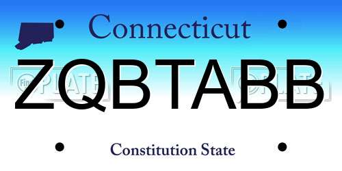 ZQBTABB Connecticut License Plate