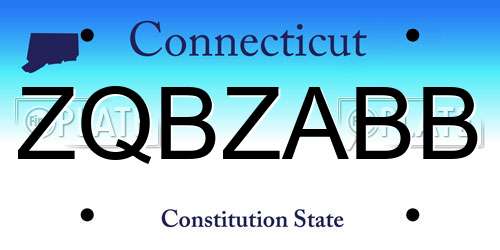 ZQBZABB Connecticut License Plate