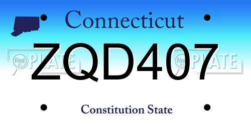 ZQD407 Connecticut License Plate