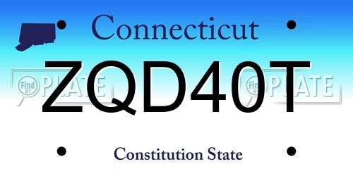 ZQD40T Connecticut License Plate