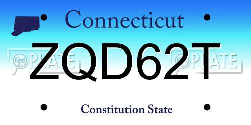 ZQD62T Connecticut License Plate