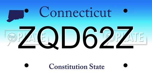 ZQD62Z Connecticut License Plate