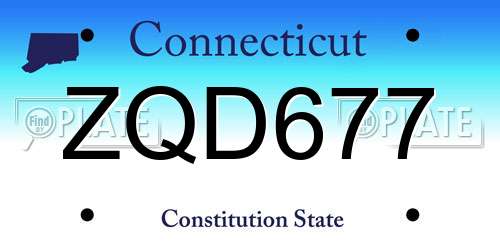 ZQD677 Connecticut License Plate