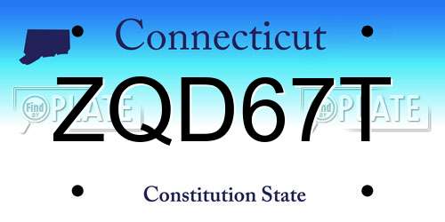 ZQD67T Connecticut License Plate