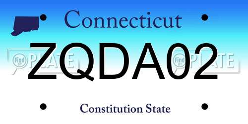 ZQDA02 Connecticut License Plate
