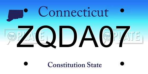 ZQDA07 Connecticut License Plate