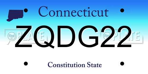 ZQDG22 Connecticut License Plate