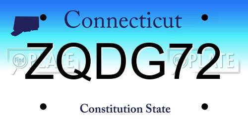 ZQDG72 Connecticut License Plate