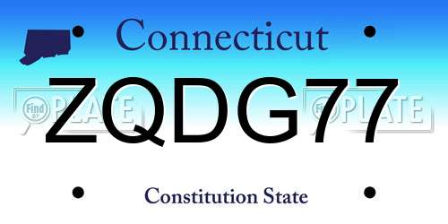 ZQDG77 Connecticut License Plate