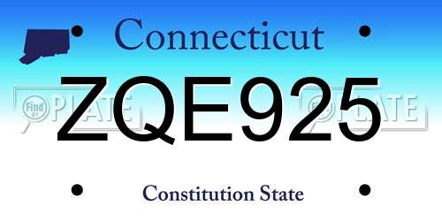 ZQE925 Connecticut License Plate