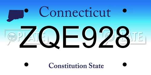 ZQE928 Connecticut License Plate