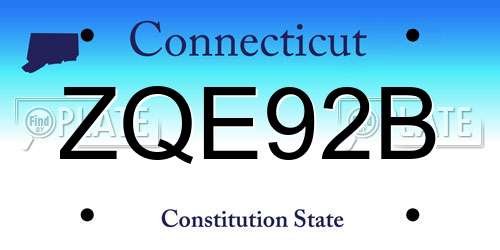 ZQE92B Connecticut License Plate