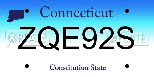 ZQE92S Connecticut License Plate