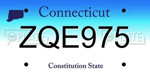 ZQE975 Connecticut License Plate