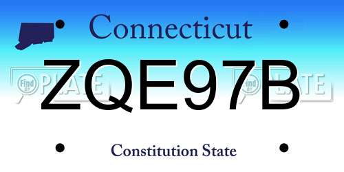ZQE97B Connecticut License Plate