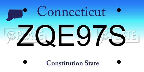 ZQE97S Connecticut License Plate
