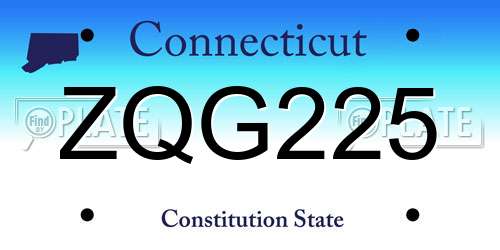 ZQG225 Connecticut License Plate