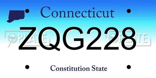 ZQG228 Connecticut License Plate