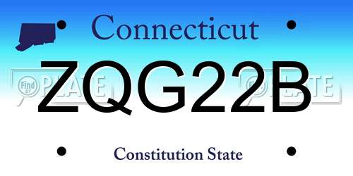 ZQG22B Connecticut License Plate