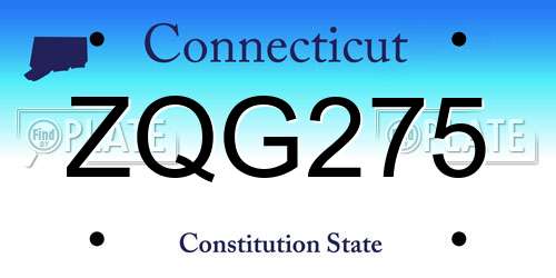 ZQG275 Connecticut License Plate