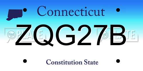 ZQG27B Connecticut License Plate